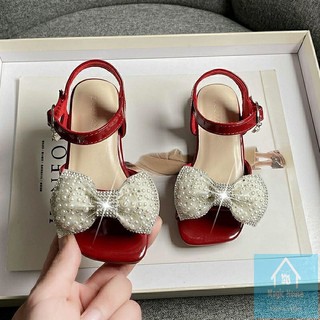 Hàng mới về giày sandal đế mềm hở ngón đính nơ cho bé gái
