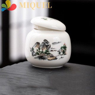 Hũ đựng trà bằng gốm tráng men nắp kín mini thanh lịch