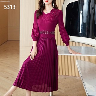 Đầm Xếp Ly Cổ Chữ V Đính Kim Cương Giả Thời Trang Mùa Xuân Mới 2024-2023 - 12-30