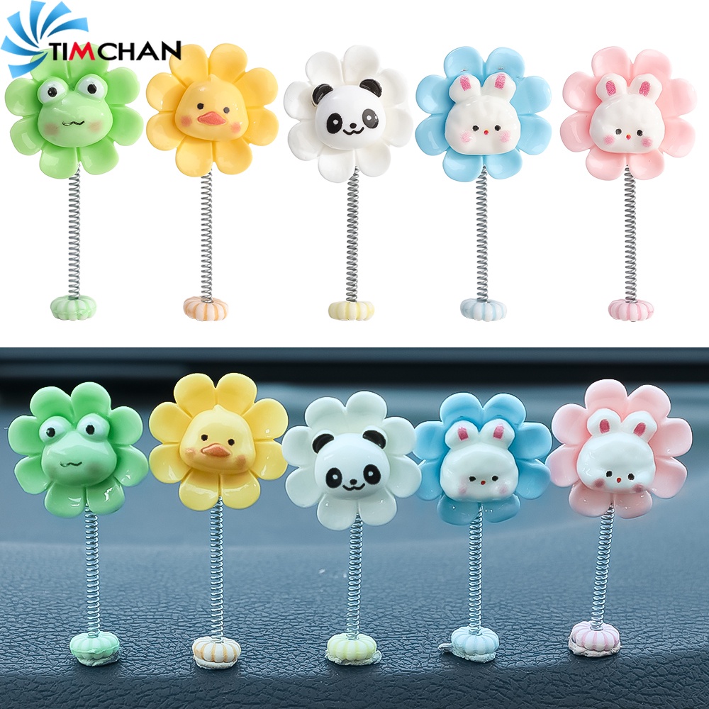 Đồ Chơi Trang Trí Xe Hơi / Gương Chiếu Hậu Đầu Lắc Hình Gà / Gấu Trúc / Ếch / Hoa Hoạt Hình Dễ Thương Vui Nhộn