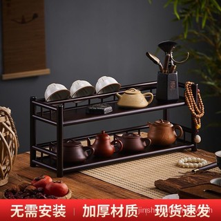 Giá gỗ tre đựng bộ ấm tách trà để bàn tiện dụng