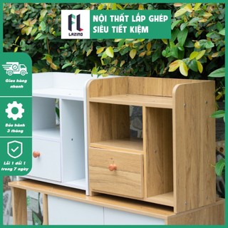 Tủ để đầu giường 1 ngăn Lazino, tab đầu giường decor gỗ MDF chống thấm, chống mốc