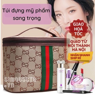 Túi đựng mỹ phẩm đồ trang điểm dáng hình hộp hoạ tiết sang trọng