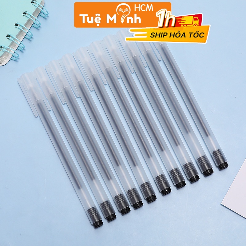 Set 20-10 bút bi gel ngòi 0.5mm, cây viết Tuệ Minh tiết kiệm, mực nhanh khô, combo ruột bút bi thay thế mực trơn tru