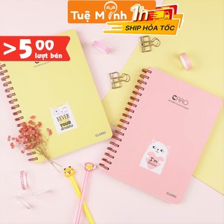Sổ caro/Dot grid B5 200 trang Klong lò xo kép bìa cứng họa tiết dễ thương VPP TUE MINH - sổ vở Klong