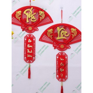 Dây treo nhung đỏ TL09 trang trí tết 1 cánh quạt lớn