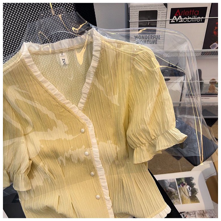 Áo Sơ Mi chiffon Tay Ngắn Cổ Chữ v Thời Trang Mùa Hè Dành Cho Nữ