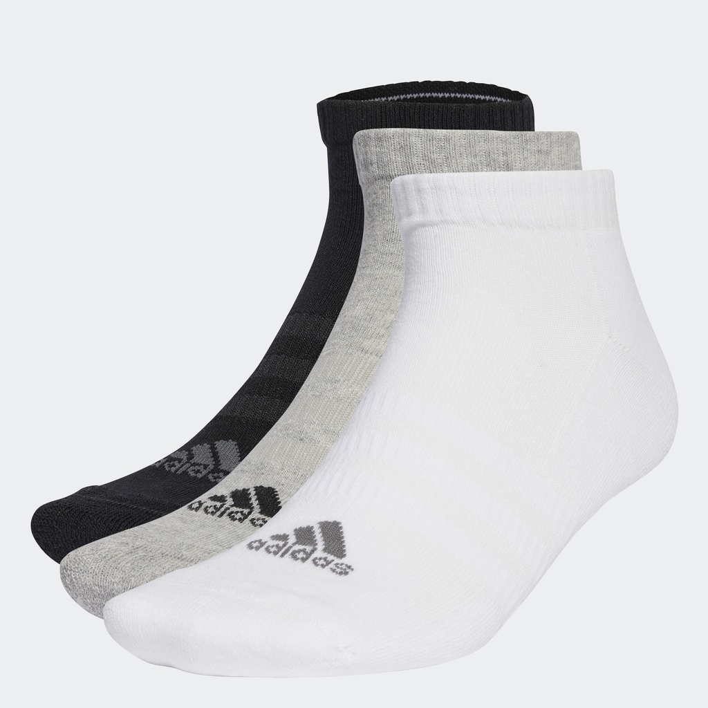 adidas Phong cách sống Bộ 3 Đôi Tất Cổ Thấp Lót Đệm Unisex Xám IA3945