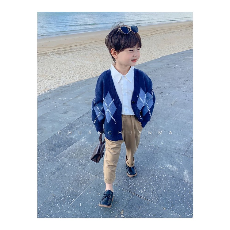 Áo Khoác cardigan Dệt Kim Mỏng Phong Cách Hàn Quốc Thời Trang Xuân Thu Cho Bé Trai