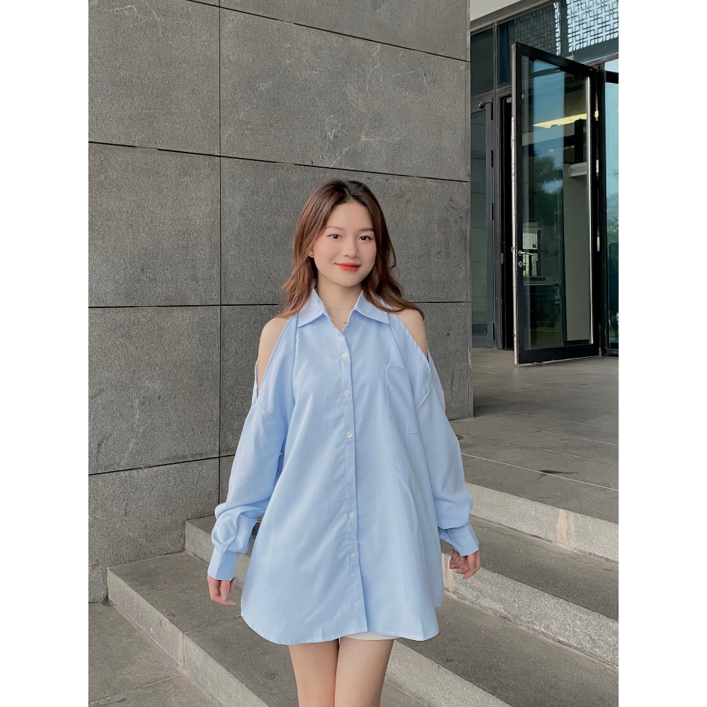 ÁO SƠ MI form rộng khoét vai - . - Aokhoetvai3469_6K3