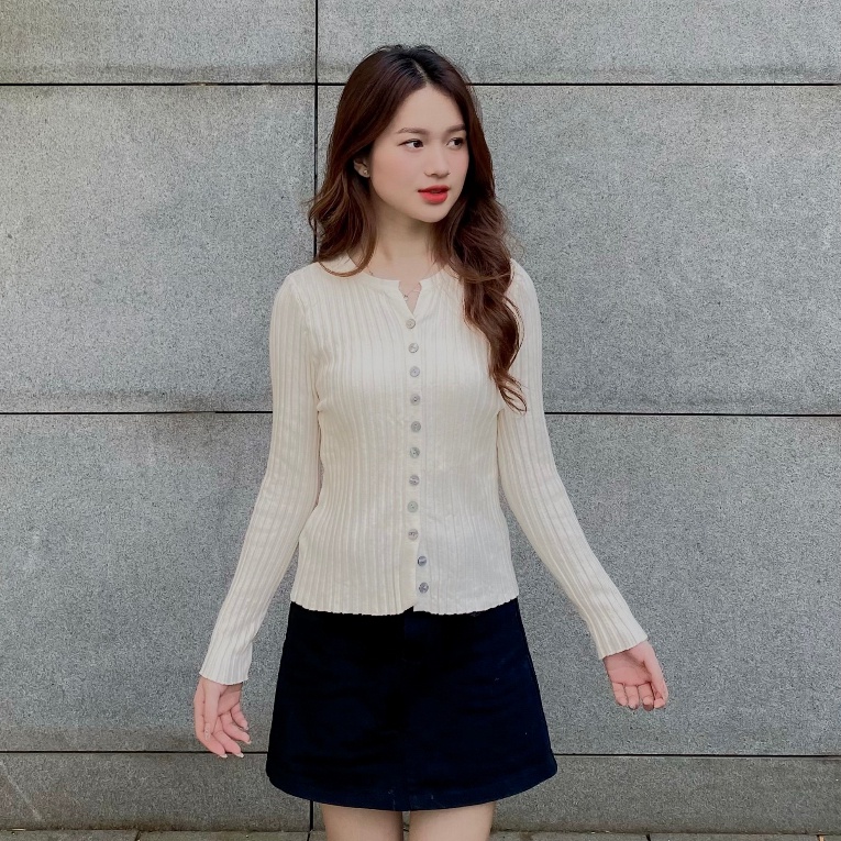 ÁO LEN GÂN tăm cúc nhỏ dọc - . - Aolen10029_P2K4