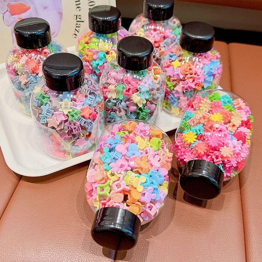 Set 50 Kẹp Tóc mini Hình Bông Hoa / Ngôi Sao / Vương Miện Màu Sắc Kẹo Ngọt Xinh Xắn