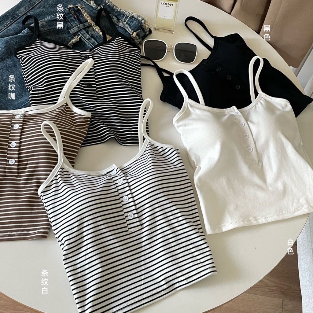 Dây đeo vai màu tương phản sọc có đệm ngực Không có vòng thép