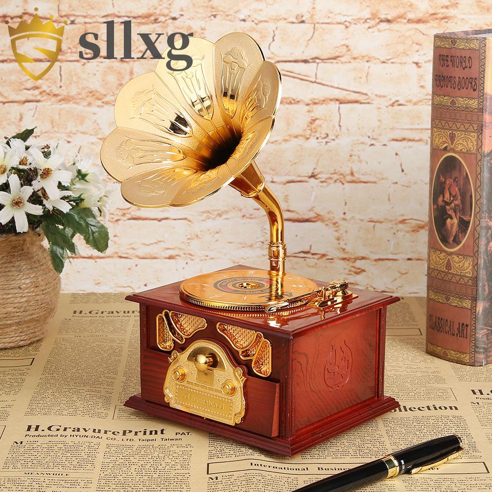 Hộp Nhạc Hình Máy Hát Đĩa phonograph Bằng Gỗ Phong Cách vintage Sáng Tạo Dùng Làm Quà Tặng Sinh Nhật / Giáng Sinh