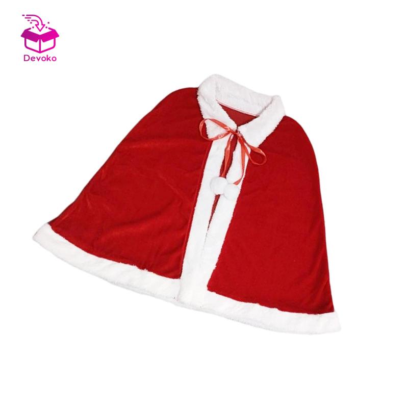 Áo choàng nhung DEVOKO màu đỏ phong cách giáng sinh cho người lớn và trẻ em