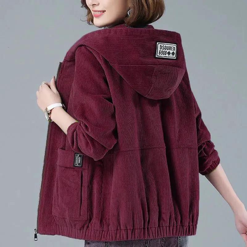 áo khoác nữ form rộng có mũ bigsize áo hoodie zip local brand dây kéo nỉ gió dày cardigan xám bông dù cute Áo Khoác Nữ Phong Cách Xuân Thu Mới Cho Phụ Nữ Trung Niên