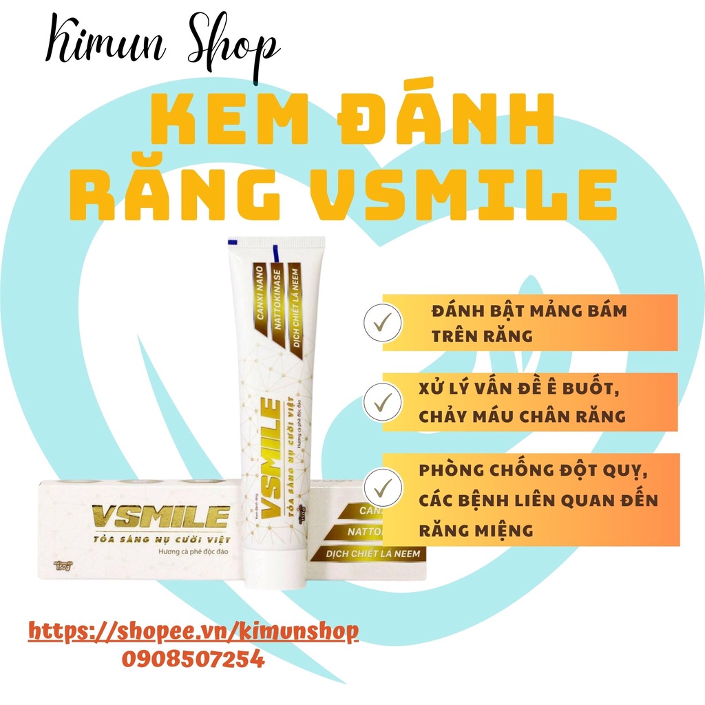 Kem đánh răng bảo vệ răng miệng, giúp tỉnh táo, hơi thở thơm mát, Kem đánh răng VSMILE đánh bật mảng bám trên răng