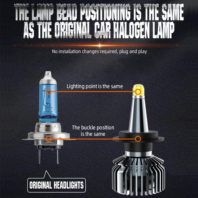 2 Đèn Pha Ô Tô 360 Độ led h7 22000lm h1 h11 h9 h8 h3 9005 hb3 9006 hb4 9012 H2 d1s d2s d3s d4s 6000k 12v