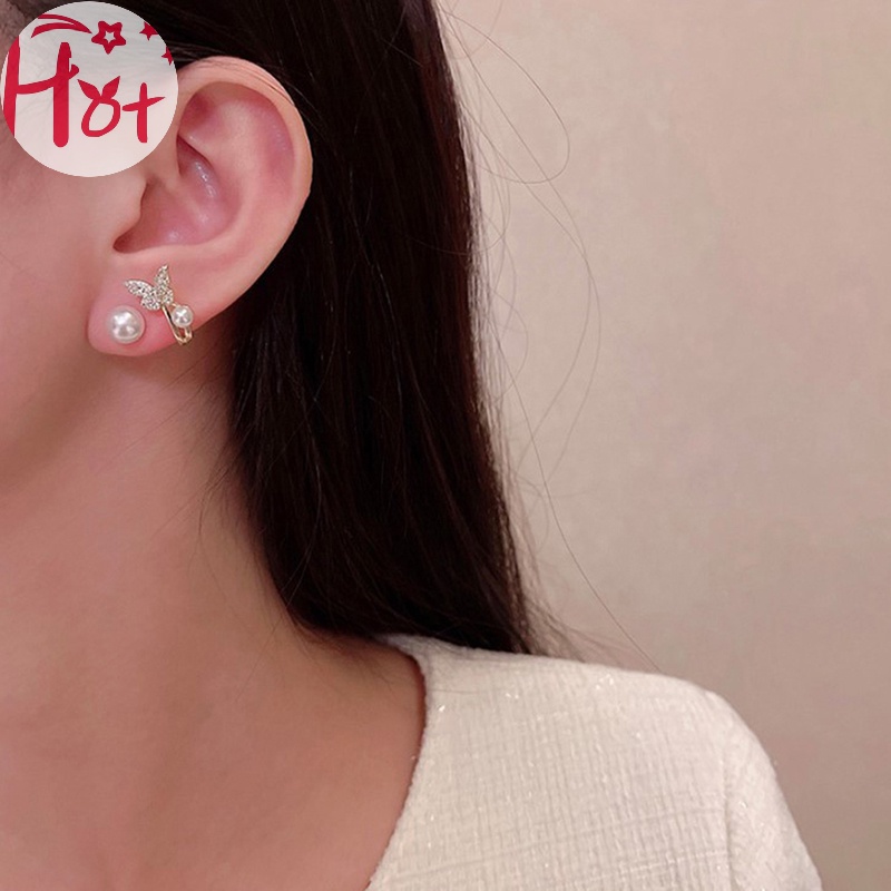 Jr Bông Tai Treo Hình Bướm Đính Ngọc Trai Cao Cấp Sang Trọng vn