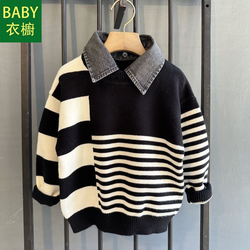 Áo sweater Giả Hai Lớp Dày Dặn Thời Trang Thu Đông 2023 Cho Bé