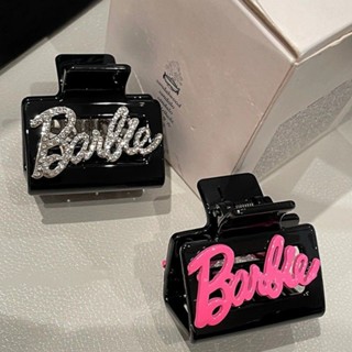 Kẹp Tóc Nửa Đầu Màu Đen / Hồng Họa Tiết Chữ y2k dopamine Phong Cách Búp Bê barbie Cho Nữ