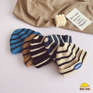 Mũ Len beanie Dệt Kim Giữ Ấm Mùa Thu Đông Thời Trang Hàn Quốc Cho Bé Trai Bé Gái 6-4 Tuổi