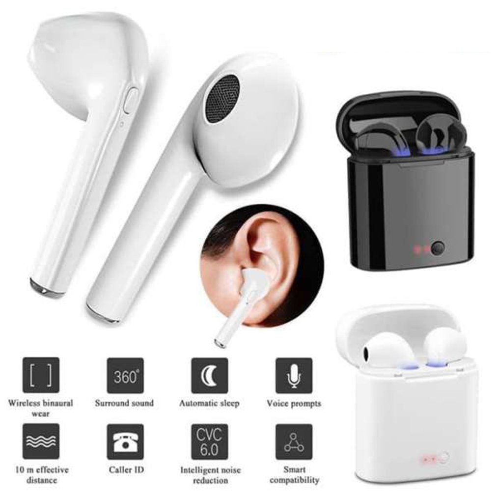 PK Wireless Earphone I7/i7S 5.0 Wireless Earphone Noise Canceling Earphone