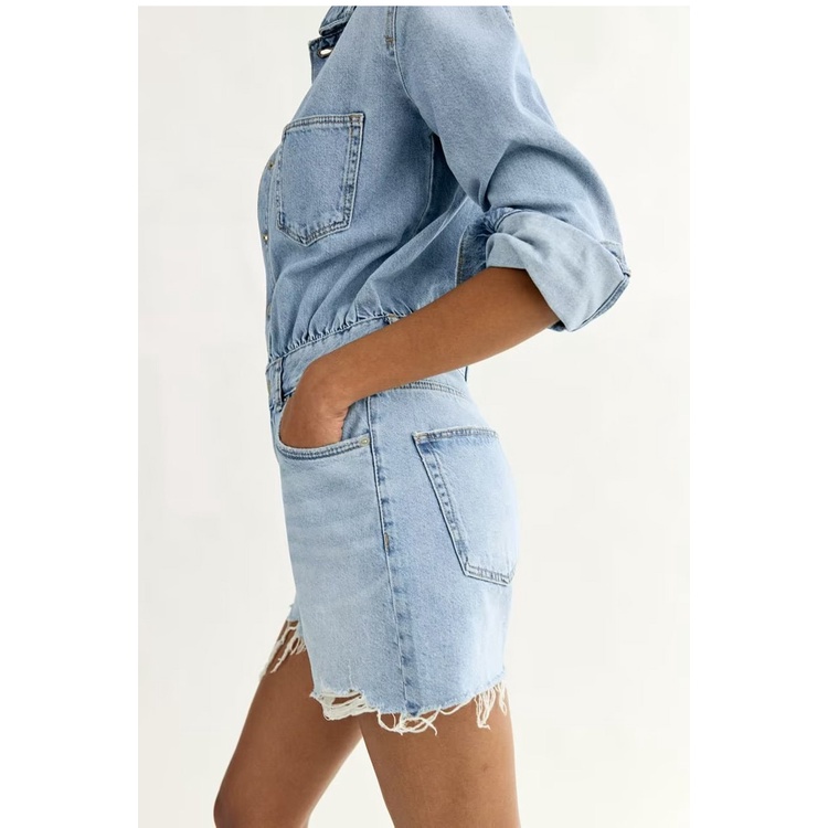 Zara jumpsuit denim Dài Tay Thời Trang Mùa Thu Dành Cho Nữ8197189