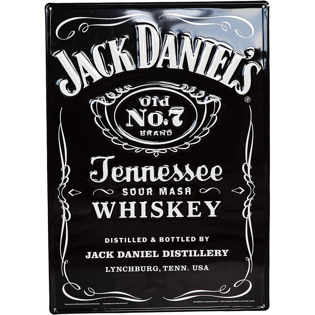 Jack Daniels Nhãn Định Dạng Lớn Ký Nhôm Cao Cấp W H Ký Hiệu Kim Loại Bền Đẹp vintage Để Trang Trí Tư