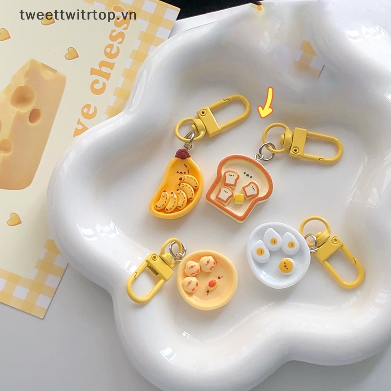 Trtop Móc Khóa Hình Bánh Mì Trứng / Chuối Hoạt Hình Sáng Tạo