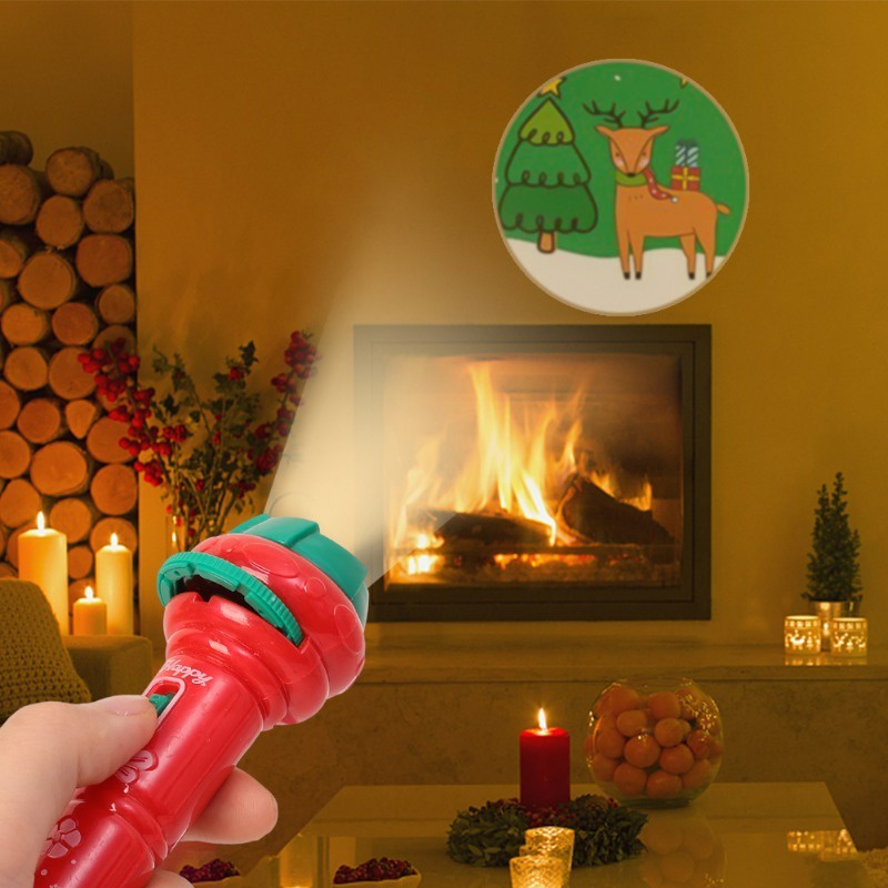 Đồ Chơi Đèn Pin Chiếu Hoạt Hình Ông Già Noel Vui Nhộn Giáo Dục Sớm Cho Bé / Quà Giáng Sinh