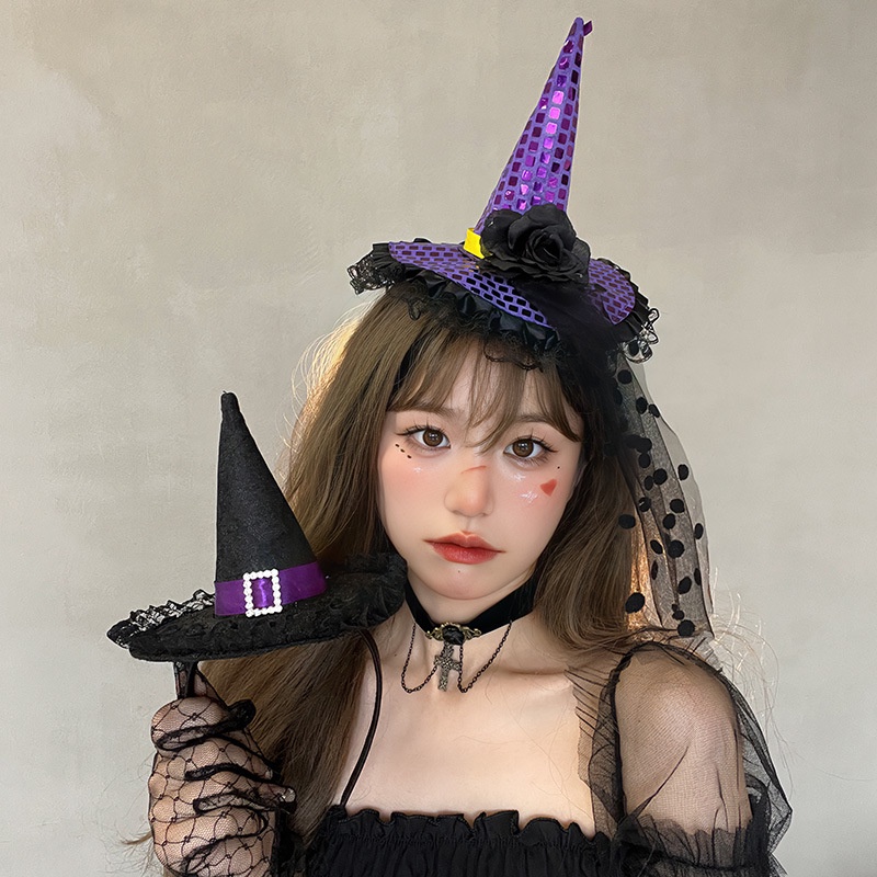 ♕ Halloween Mũ phù thủy Băng đô Phù thủy Cosplay Mũ bí ngô Vòng tóc Trang trí tiệc Halloween cho bé gái Quà tặng Trang trí đầu tiệc ngày lễ