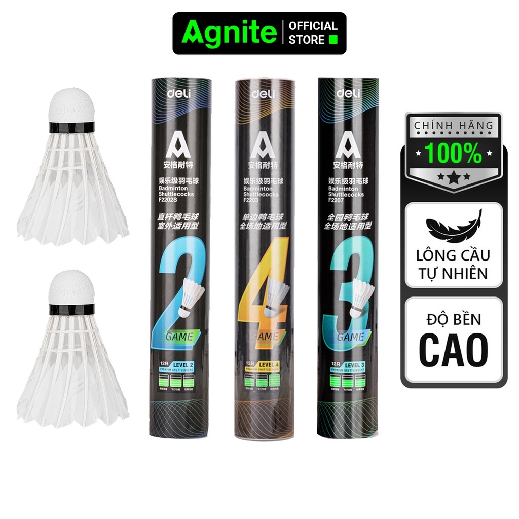 [Ống 12 Trái] Cầu Lông Chính Hãng AGNITE Lông Vịt / Lông Ngỗng Cao Cấp Phù Hợp Chơi Thể Thao Và Thi Đấu Chuyên Nghiệp