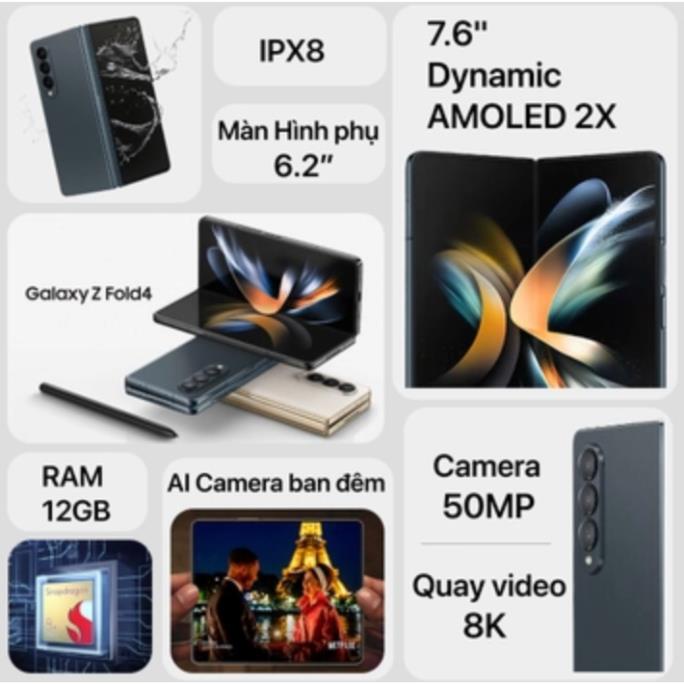 Điện thoại Samsung Galaxy Z Fold4 chính hãng giá rẻ likenew bảo hành 12 tháng tặng kèm cáp sạc tai nghe GQ5