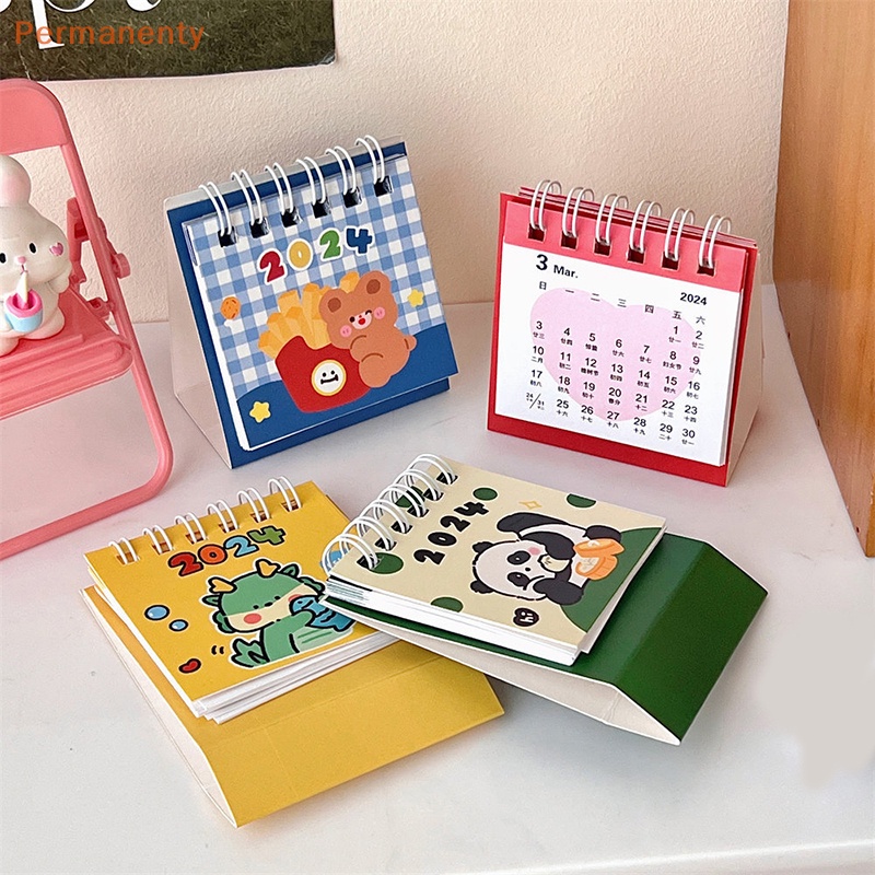Lịch Để Bàn mini 2024 kawaii Hình Động Vật Hoạt Hình Dễ Thương Để Bàn Ghi Chú Lập Kế Hoạch Hàng Ngày