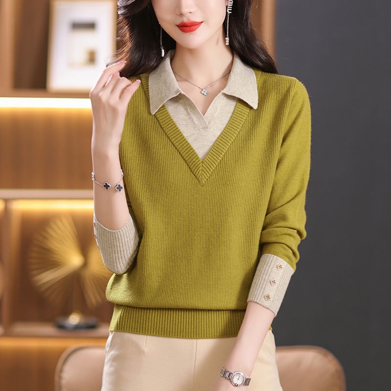 Áo sweater Giả Hai Lớp Dáng Rộng Phong Cách Thời Trang Mùa Thu Mới 2023