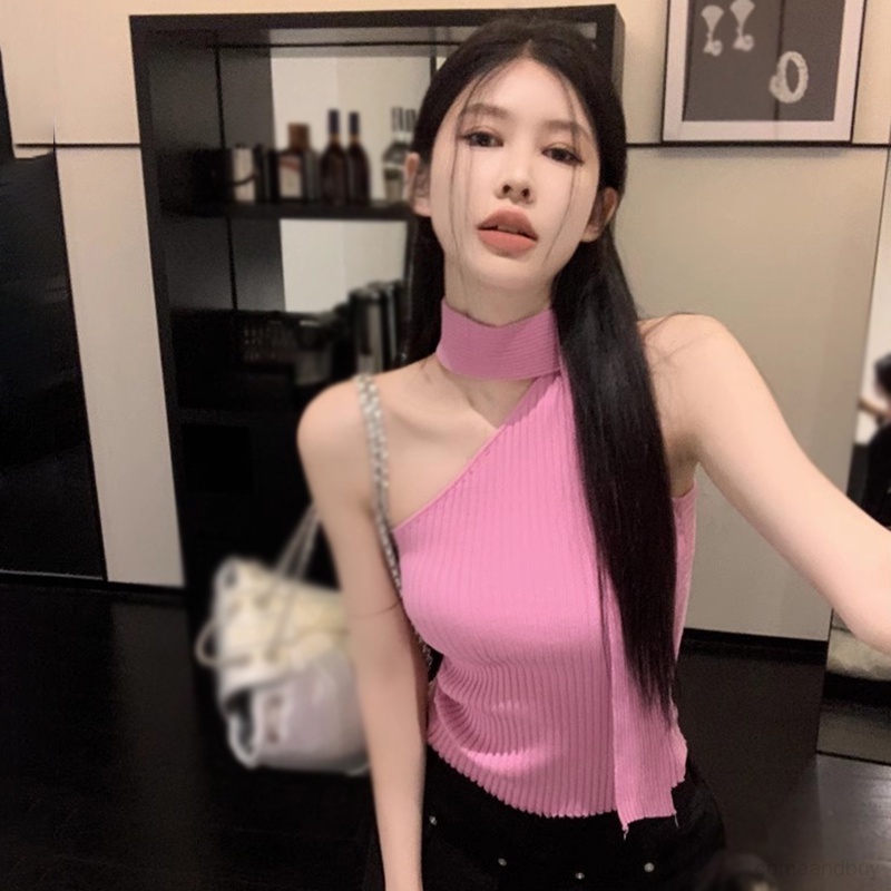 Áo Dệt Kim Trễ Vai Màu Trơn Dáng Ôm Thời Trang Mùa Hè Quyến Rũ Cho Nữ