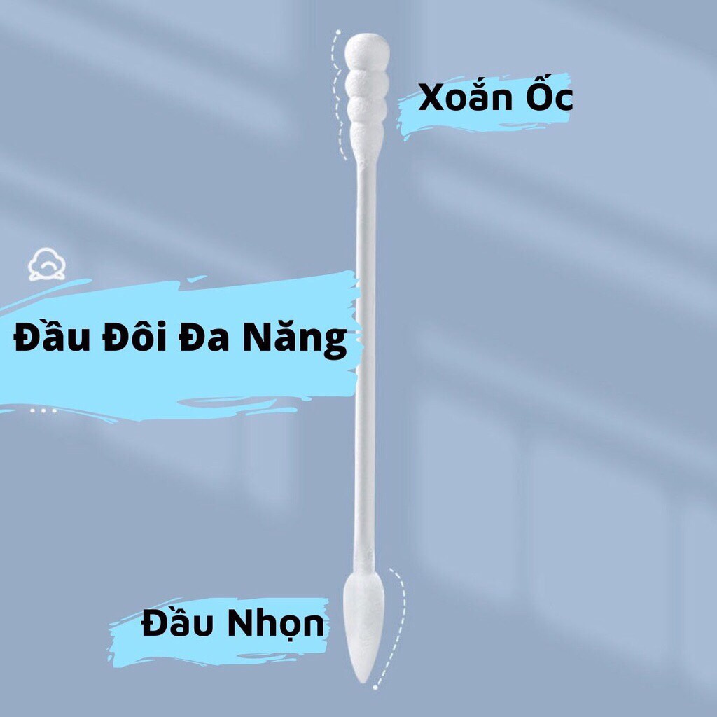 Hộp 200 tăm bông 2 đầu vệ sinh tai, mũi - kháng khuẩn, mềm mịn hhy