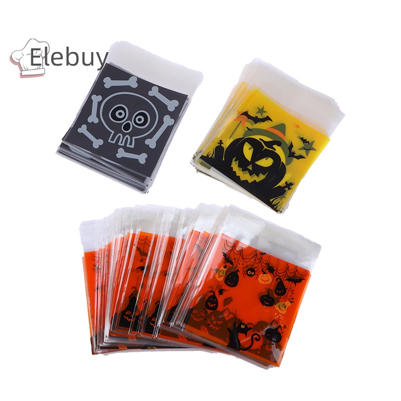 Set 100 Túi Nhựa Đựng Bánh Kẹo Tự Dính Trang Trí halloween