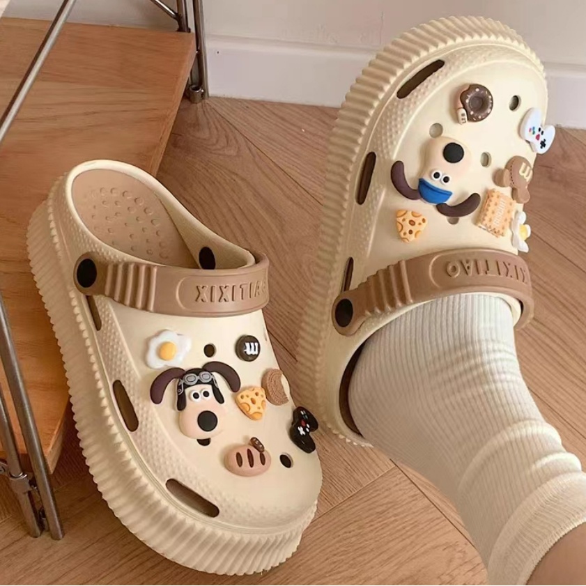 Dép Sục Nữ Độn Đế Tặng Kèm Sticker Chó Hot Trend 2023