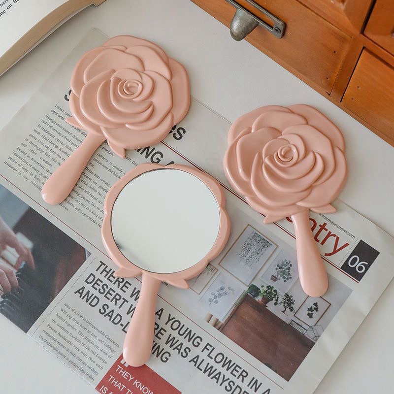 Dễ Thương Gương Trang Điểm Cầm Tay Hình Hoa Hồng Xinh Xắn