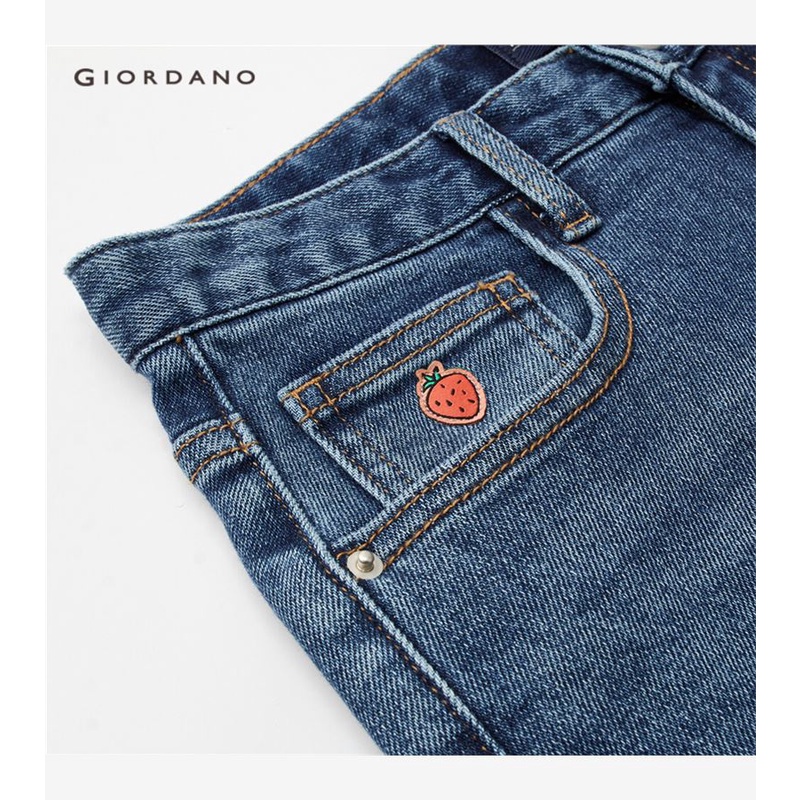 GIORDANO WOMEN Strawberry high waist wide leg denim jeans 18423064