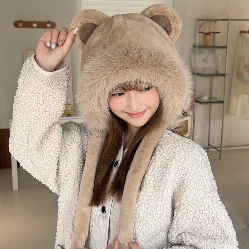 Mũ Len Tai Mèo Trùm Đầu Vải Bông Mềm Mại Bảo Vệ Tai Chống Lạnh Mùa Đông Cho Nữ