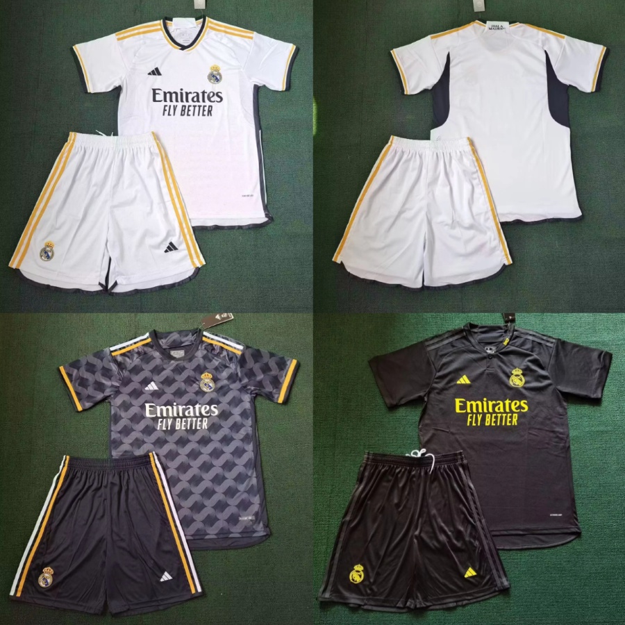 Bộ Áo Thun Ngắn Tay + Quần Short Bóng Đá real madrid 2324 Chất Lượng Cao Cho Người Lớn