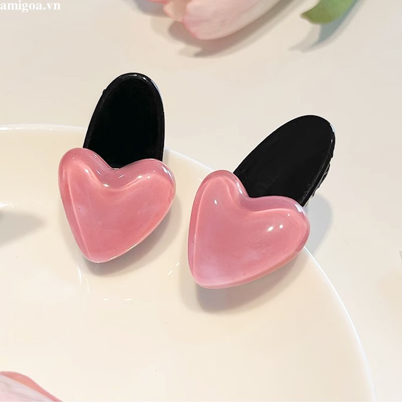 ✨✨Kẹp Tóc Trái Tim Màu Hồng Dễ Thương Cho Nữ