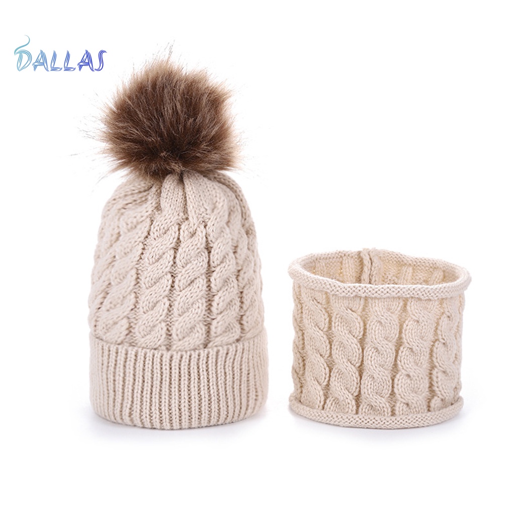 Set 3 Món Mũ Len + Găng Tay + Khăn Choàng Cổ + Găng Tay Mềm Mại Dày Dặn Giữ Ấm Mùa Đông Cho Bé