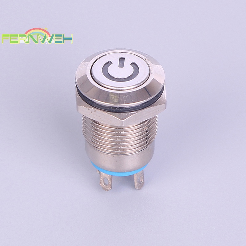 Công Tắc Nhấn Đèn led 12mm 12v Bằng Kim Loại Màu Đen Chống Thấm Nước