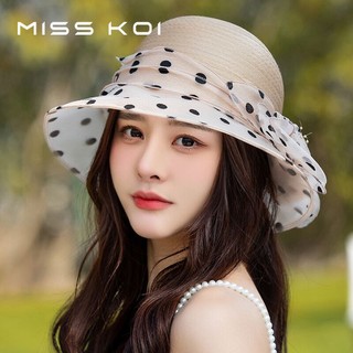 Misskoi Mũ bucket Đính Hoa Thoáng Khí Phong Cách Anh Quốc Thời Trang Mùa Hè