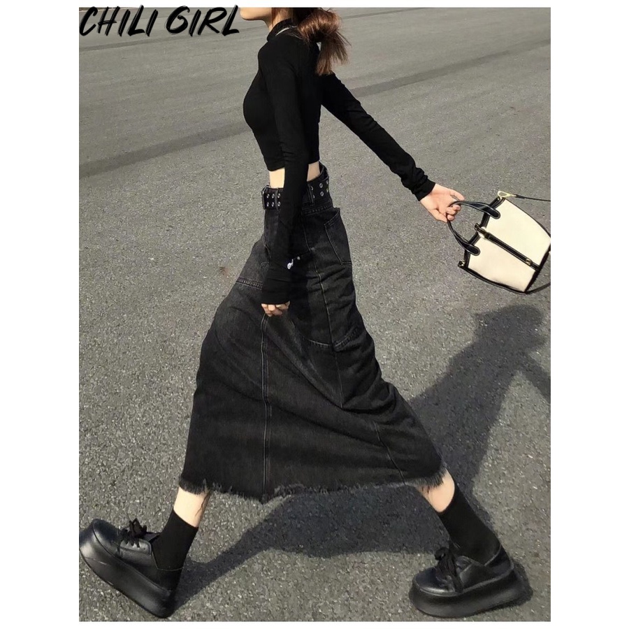 CHILI GIRL váy Chân váy thời trang váy nữ Korean xu hướng Vintage Dễ thương WWY23936LH39Z230925