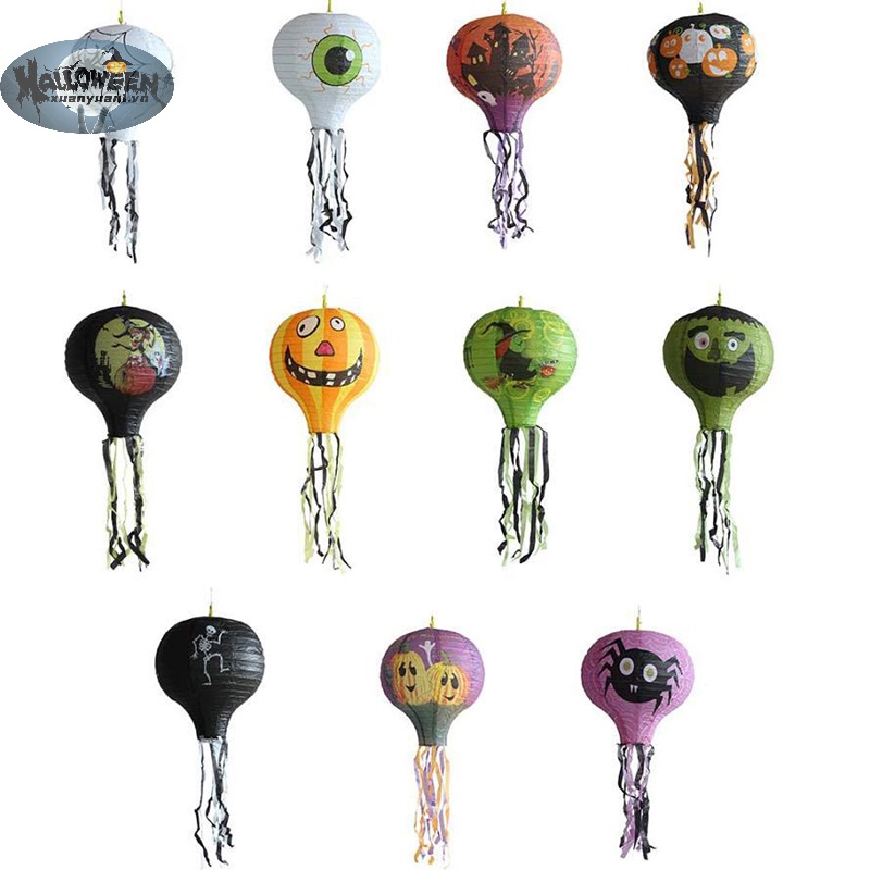 Lồng Đèn Giấy Hình Nhện / Dơi / Bí Ngô Treo Trang Trí halloween